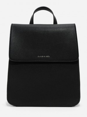 Black Charles Keith Front Flap Structured Backpack | 5491268-UW