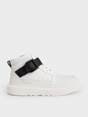 Black Charles Keith Gabine Leather High-Top Sneakers | 7089643-EA