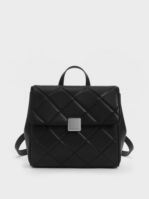 Black Charles Keith Lucy Quilted Backpack | 5018347-VK