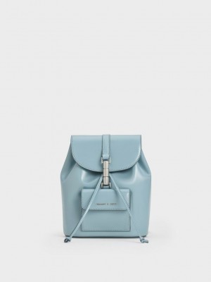 Blue Charles Keith Cesia Metallic Accent Backpack | 5210376-JX