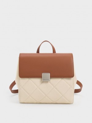 Brown Charles Keith Lucy Quilted Backpack | 7264813-MZ