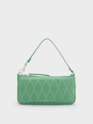 Green Charles Keith Geona Knitted Phone Pouch | 0312769-ZG