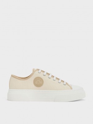 Grey Brown Charles Keith Kay Canvas Low-Top Sneakers | 3710928-UX