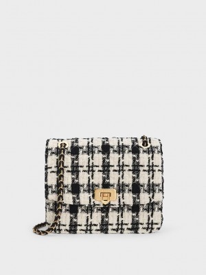 Multicolor Charles Keith Cressida Tweed Chain Strap Bag | 7196350-XW