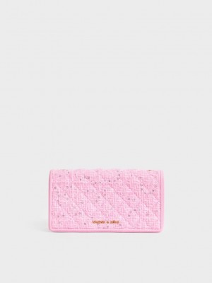 Pink Charles Keith Tweed Quilted Pouch | 5016839-NL