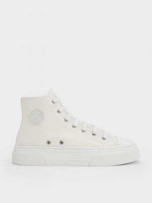 White Charles Keith Kay Canvas High-Top Sneakers | 3570689-NP