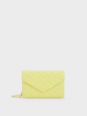 Yellow Charles Keith Duo Quilted Envelope Clutch | 7598216-YA